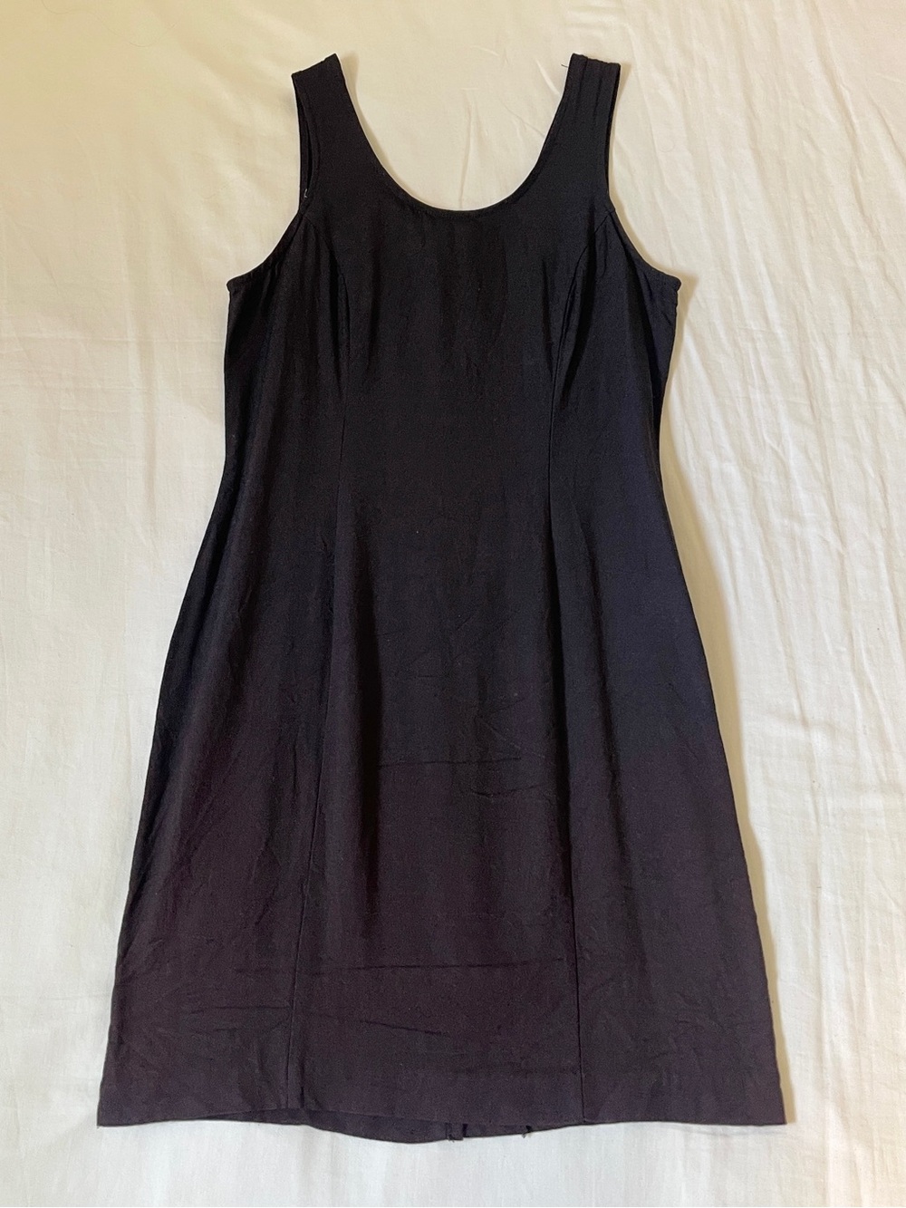 Vintage 1980s Dawn Joy Fashions Black Mini Dress with Sleek Zip Back